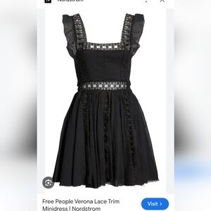 Free People One Verona Black Lace And Cotton Prarie/Festival Dress